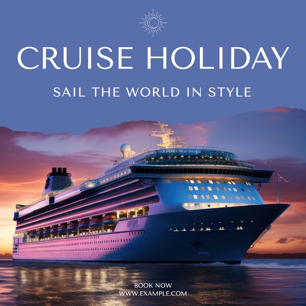 Cruise holiday Instagram post template, editable text