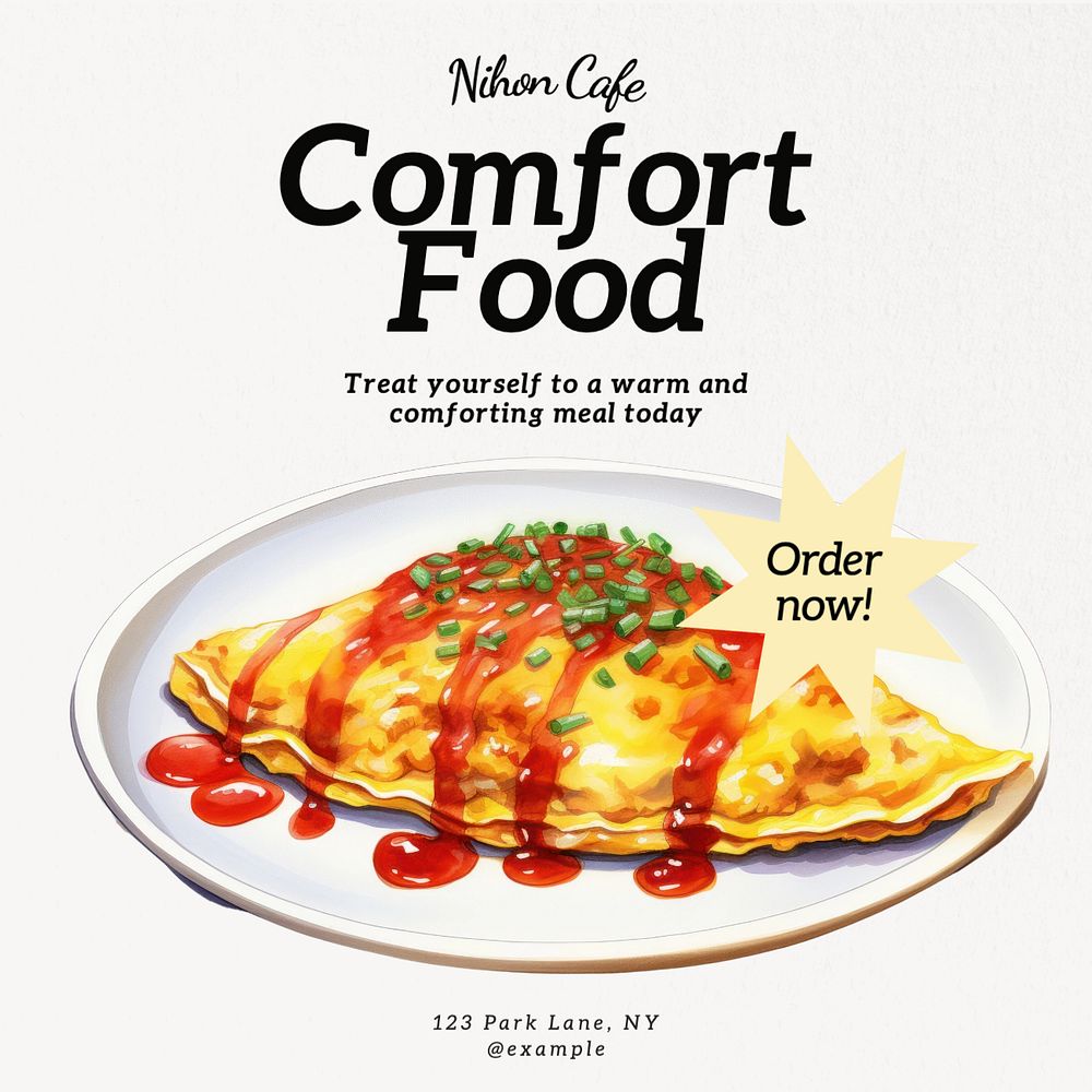 Comfort food Instagram post template, editable text