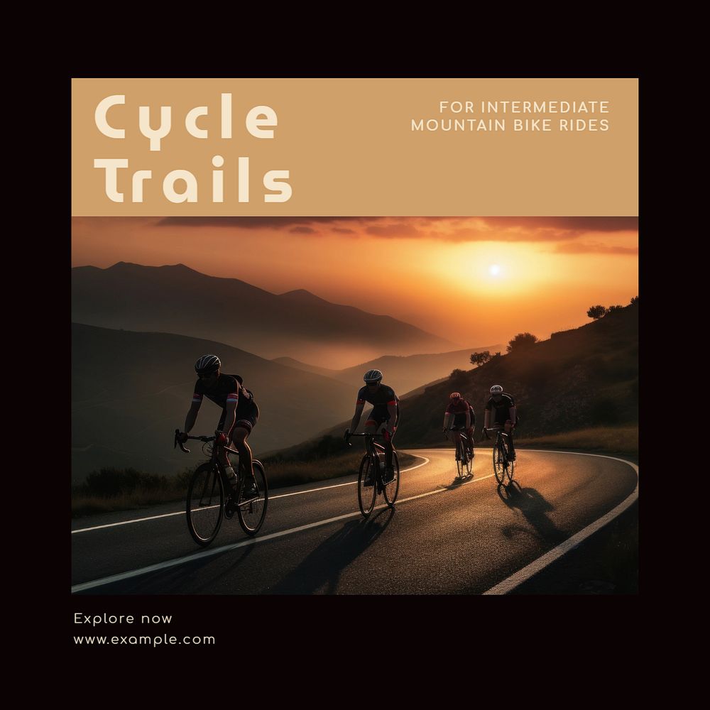 Cycle trails Instagram post template, editable text