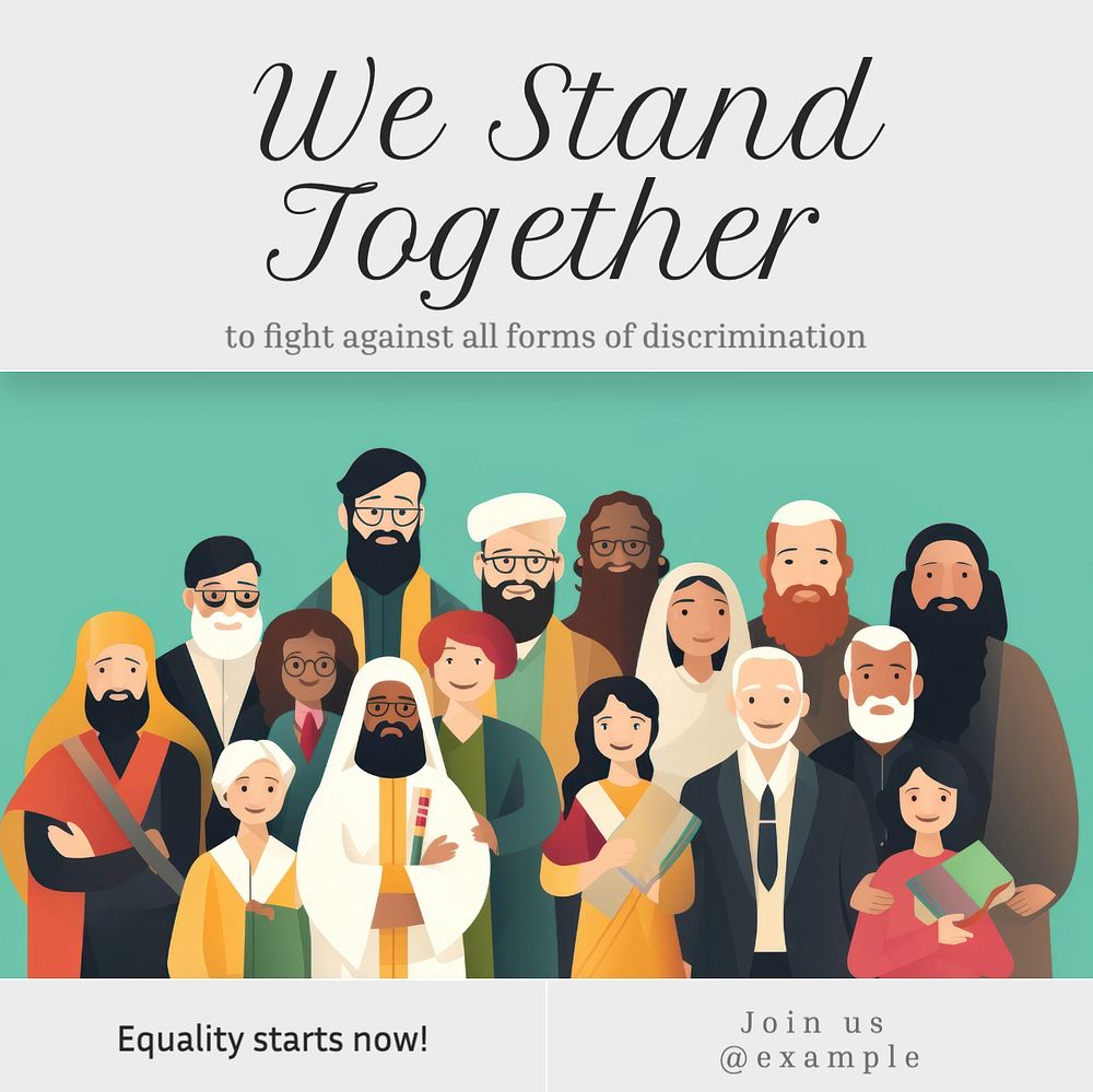 Diversity campaign Instagram post template, editable text