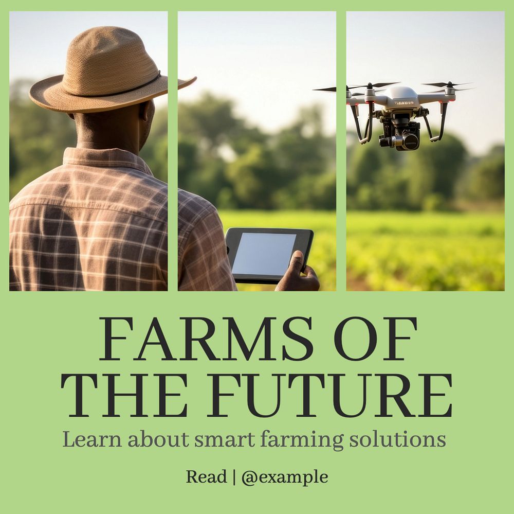 Smart farming Instagram post template, editable text