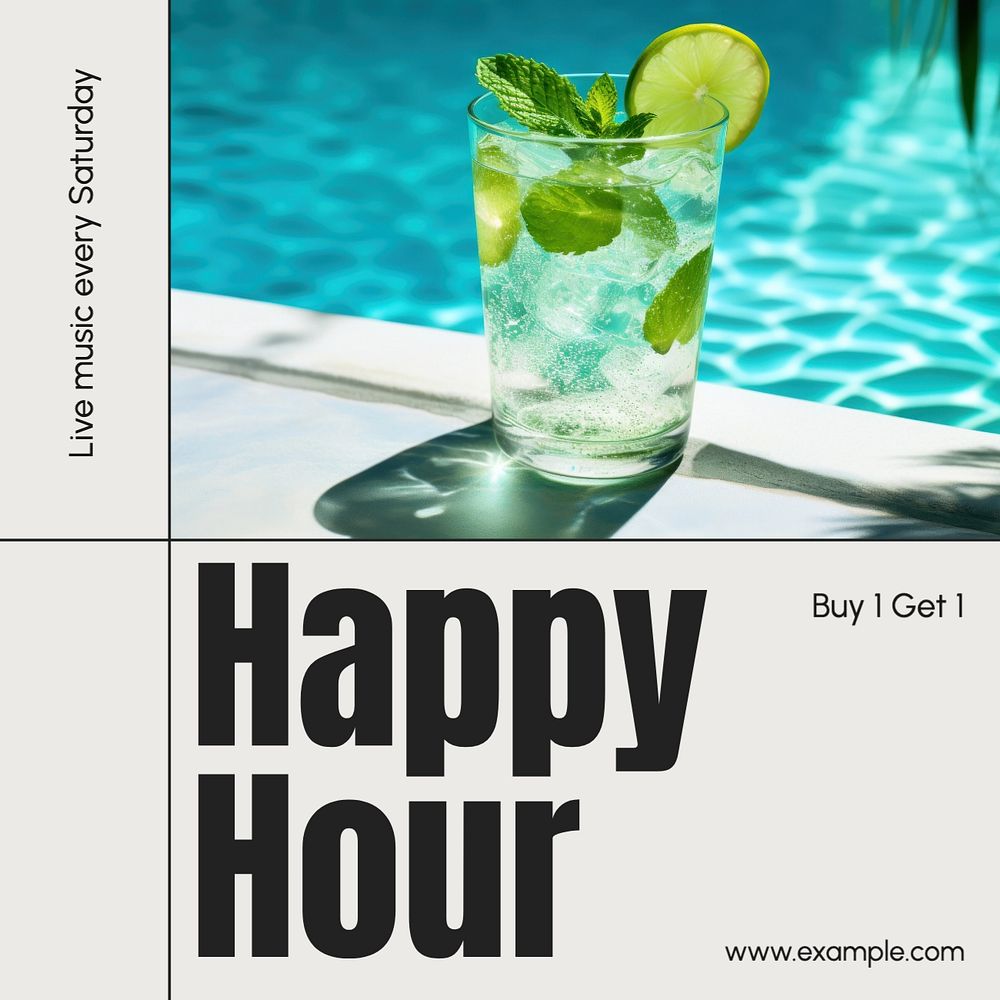 Happy hour Instagram post template, editable text