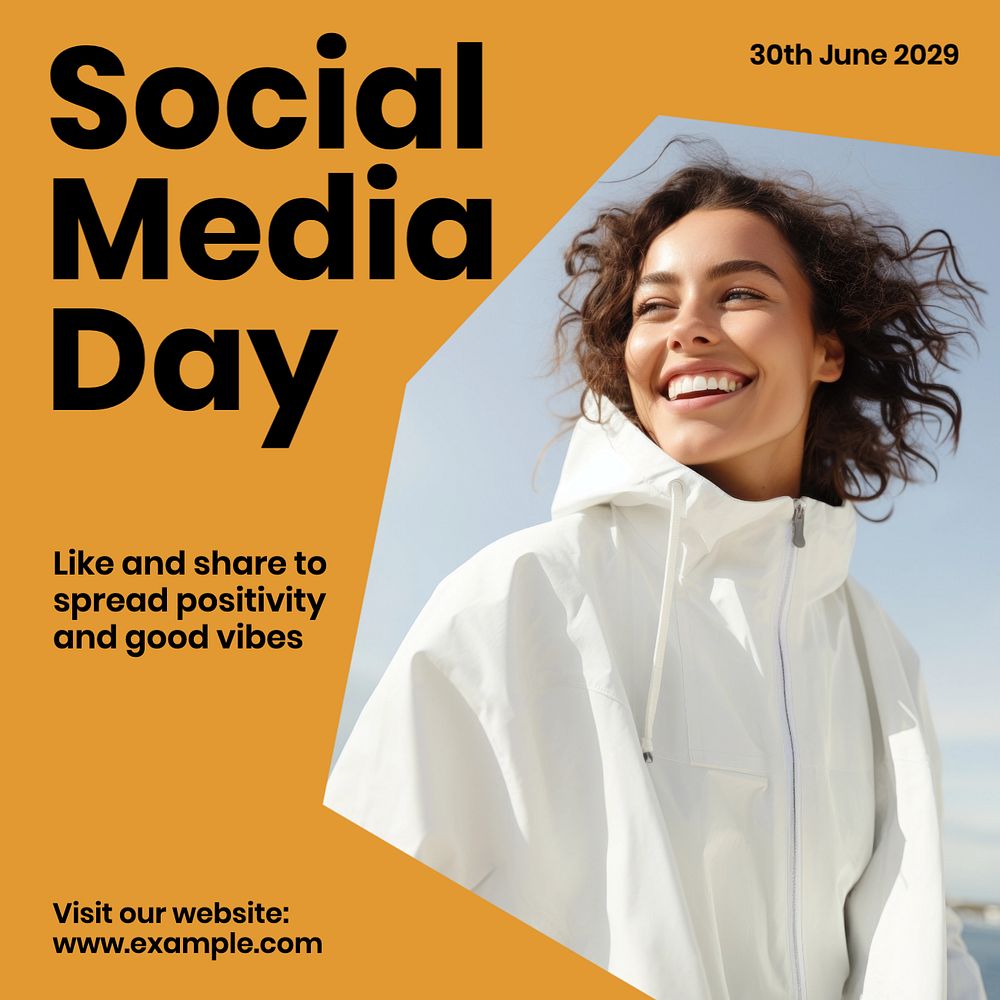 Social media day Instagram post template, editable text