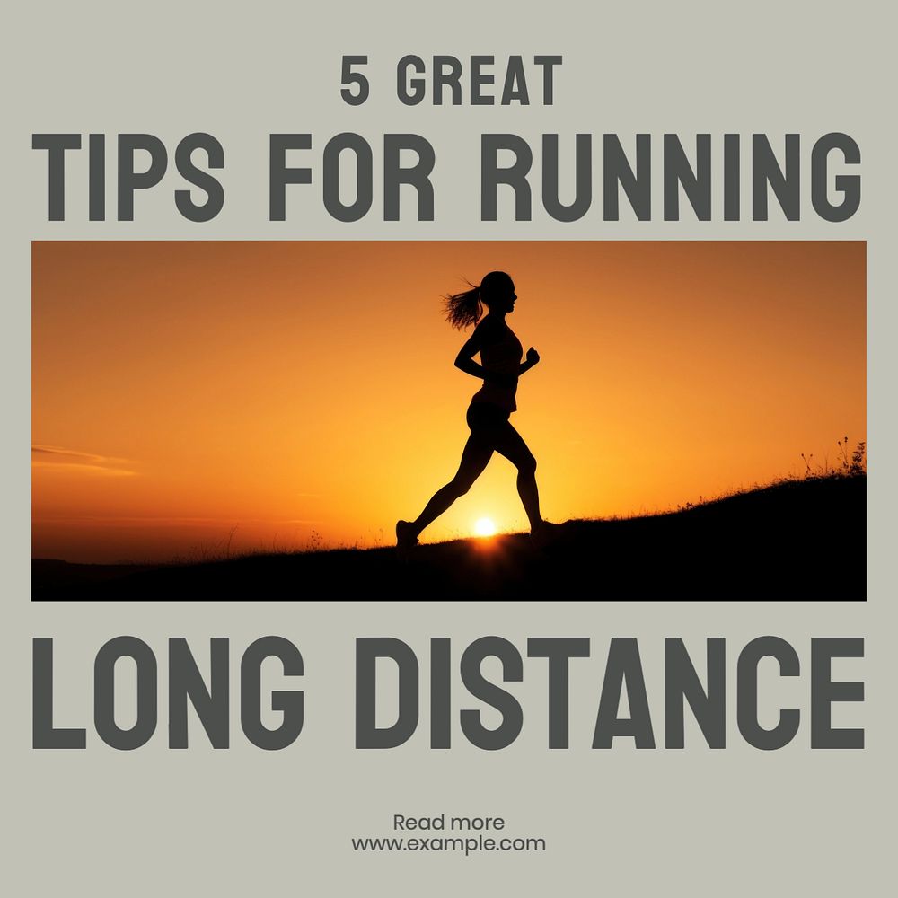 Running tips Instagram post template, editable text