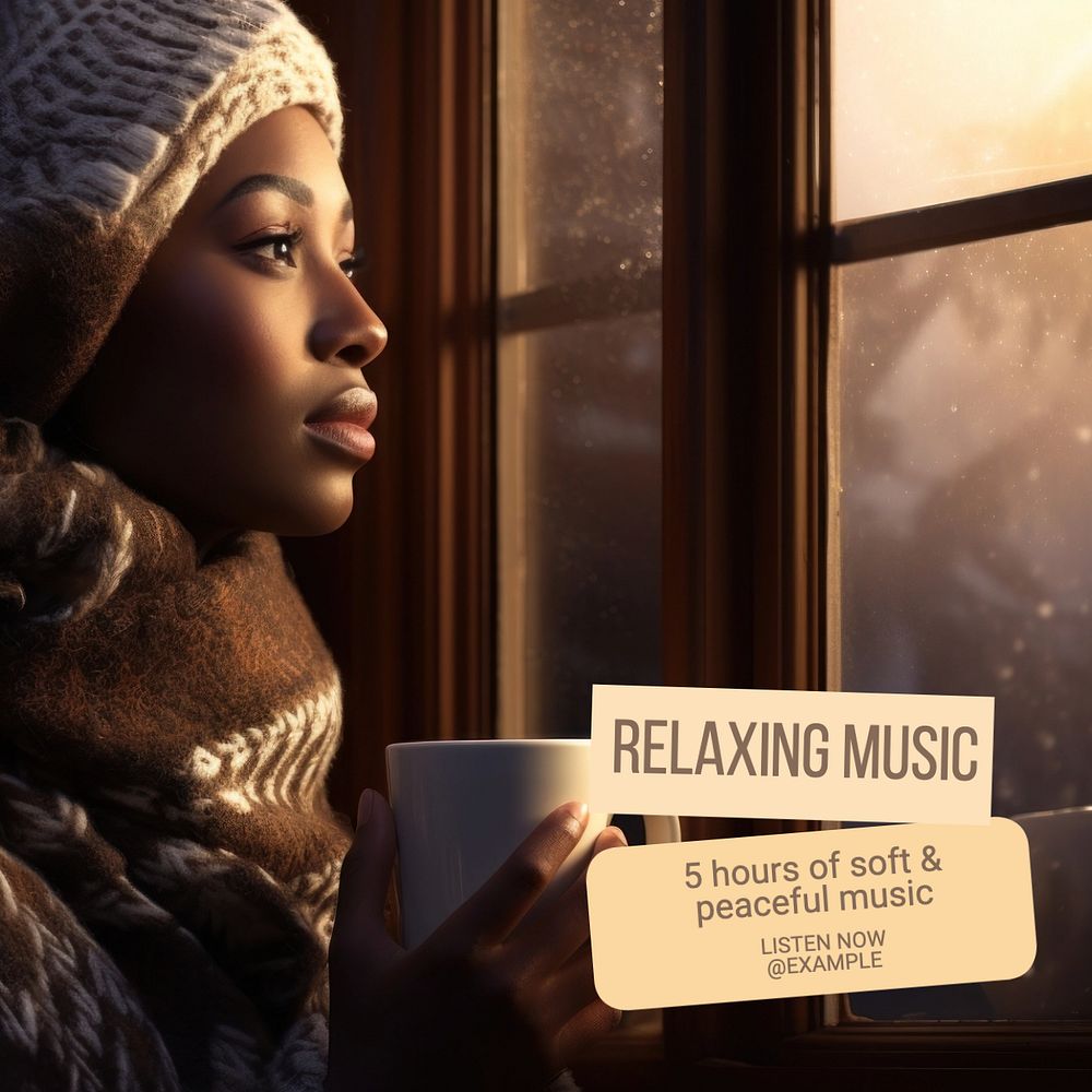 Relaxing music Instagram post template, editable text