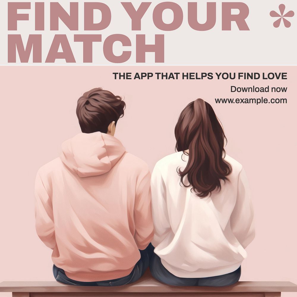 Dating app Instagram post template, editable text