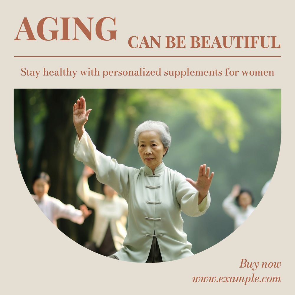 Aging beautifully  Instagram post template, editable text