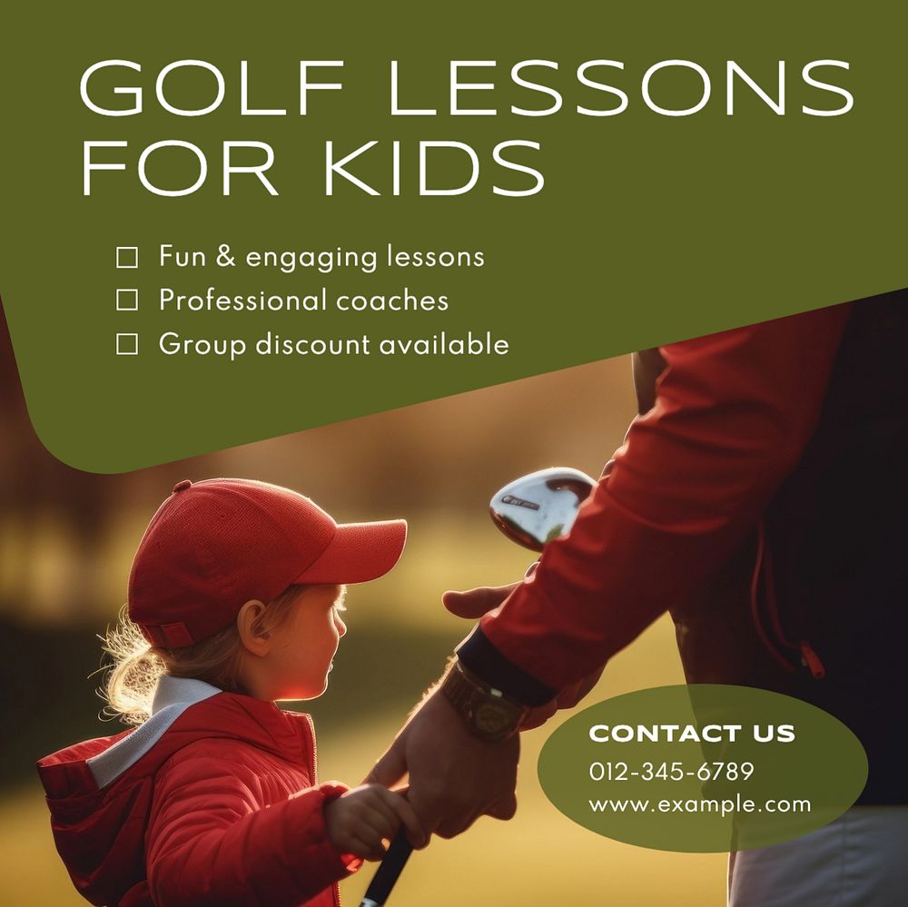 Golf lessons Instagram post template, editable text