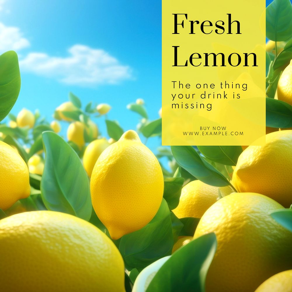 Fresh lemon Instagram post template, editable text