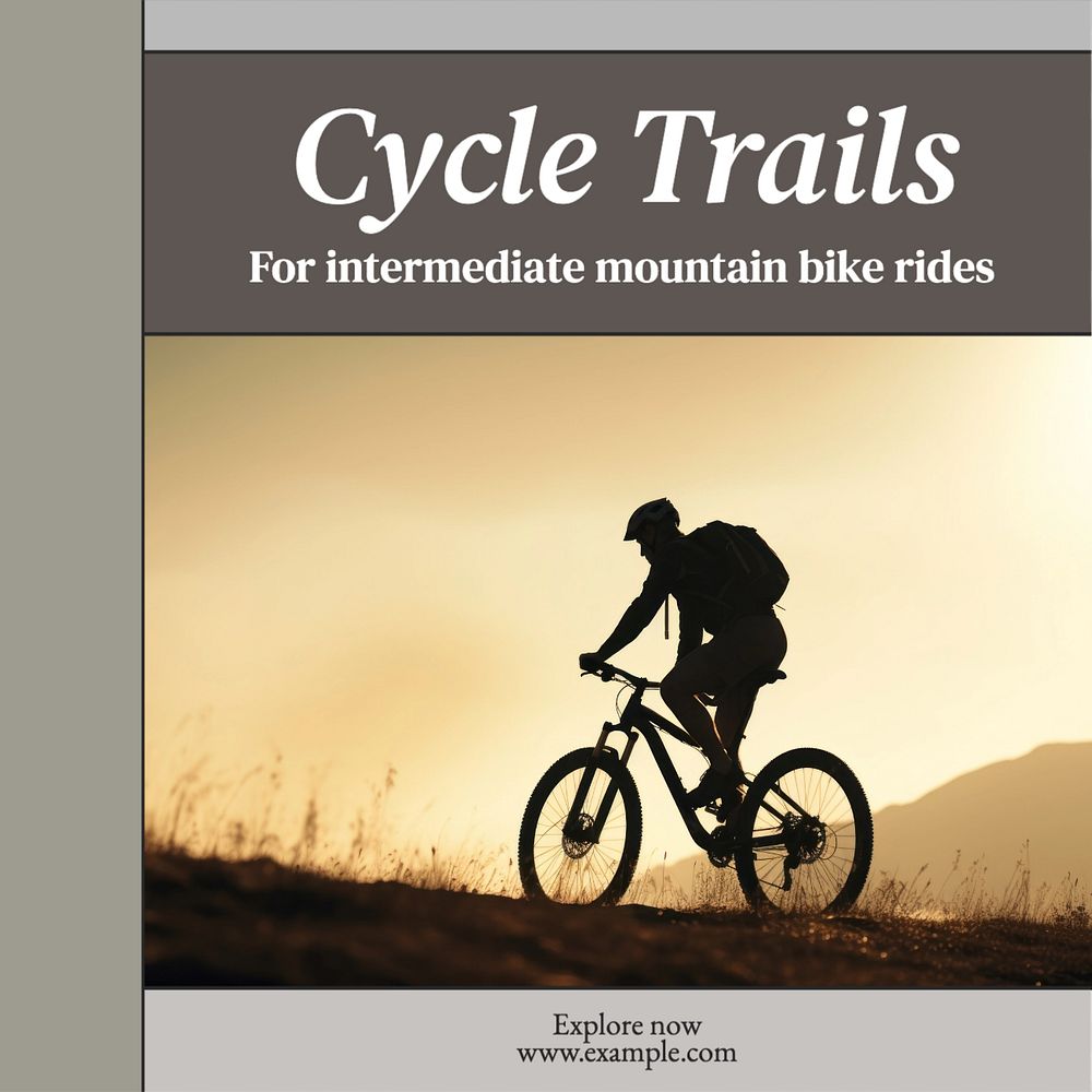 Cycle trails Instagram post template, editable text