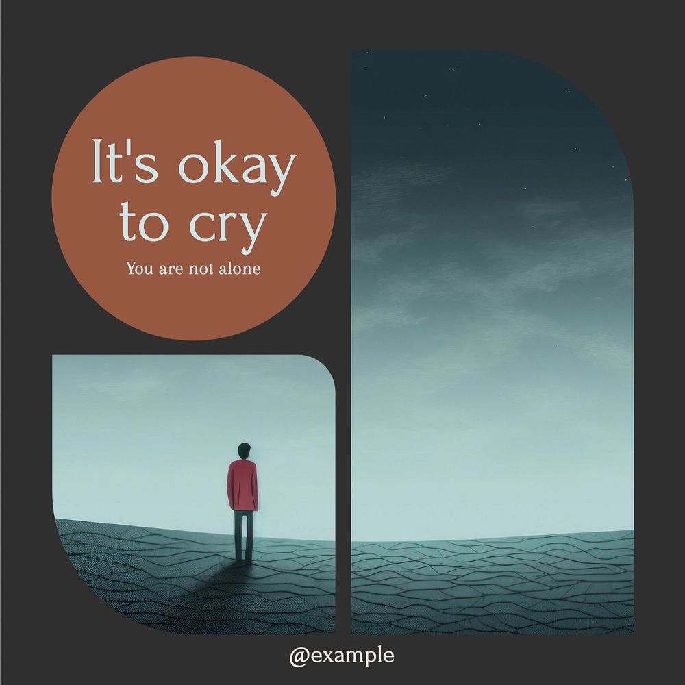 Sadness quote Instagram post template, editable text