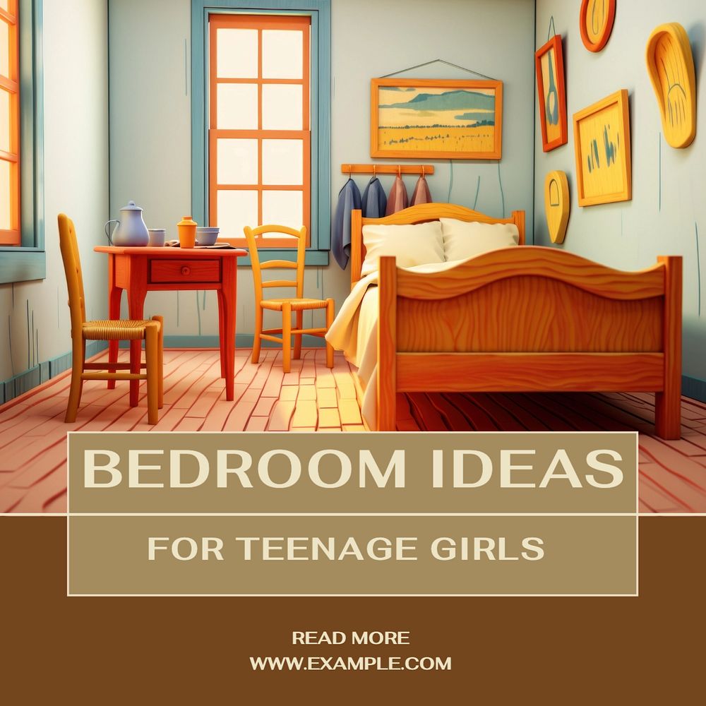 Bedroom ideas Instagram post template, editable text