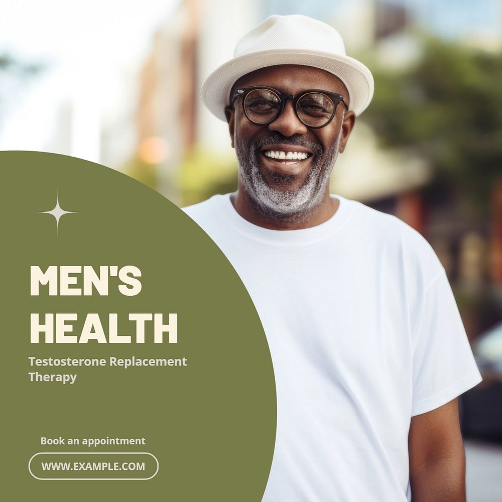 Testosterone replacement therapy Instagram post template, editable text