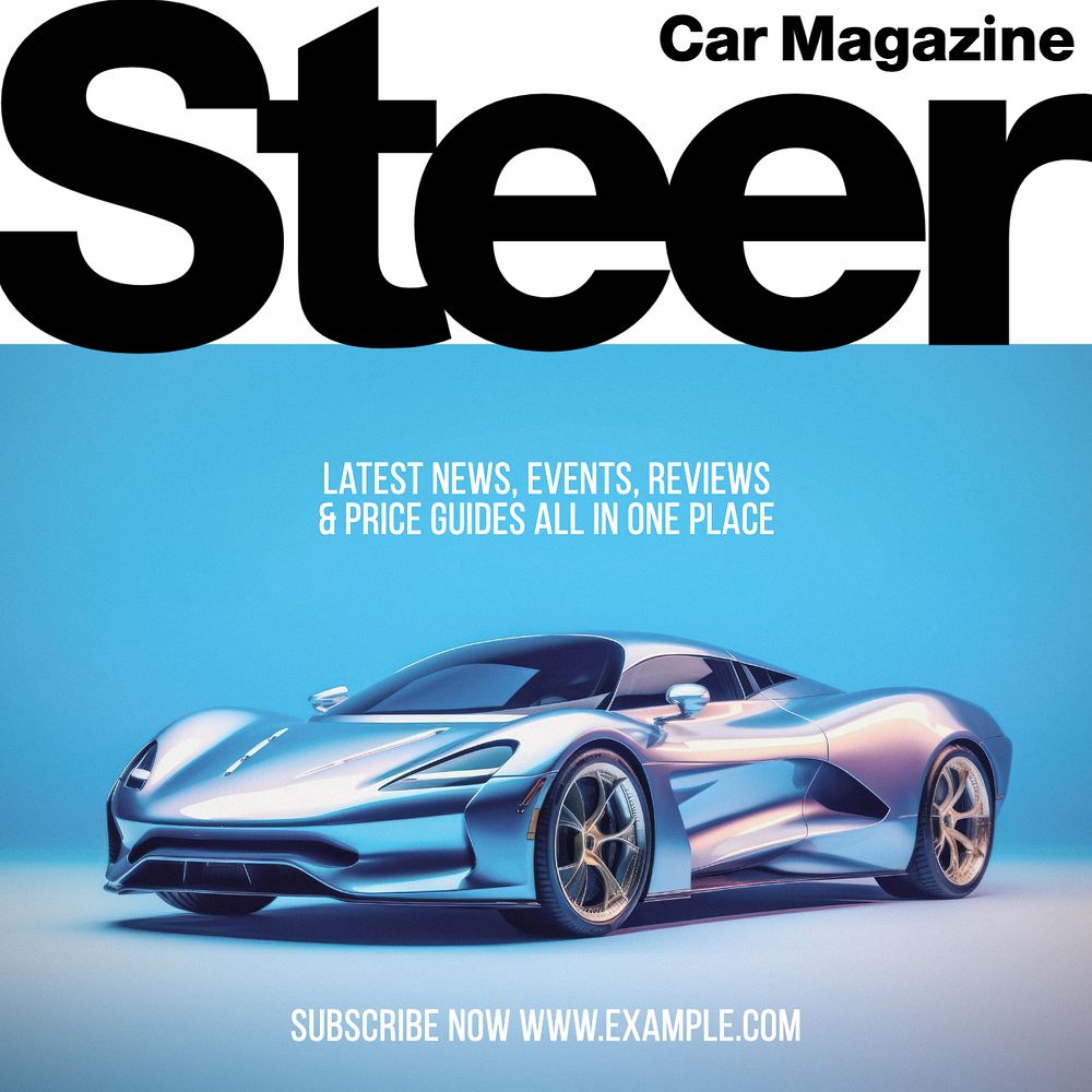 Car magazine Instagram post template, editable text