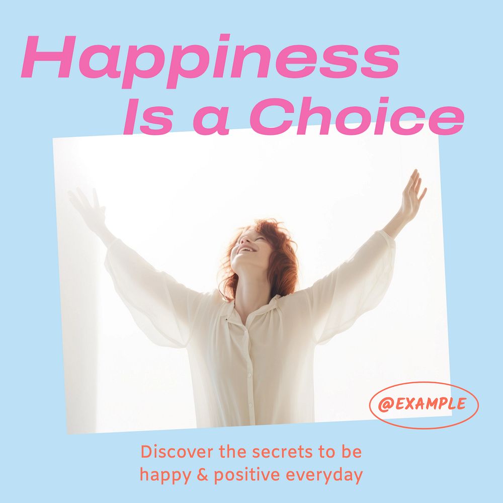 Happiness & positivity Instagram post template, editable text