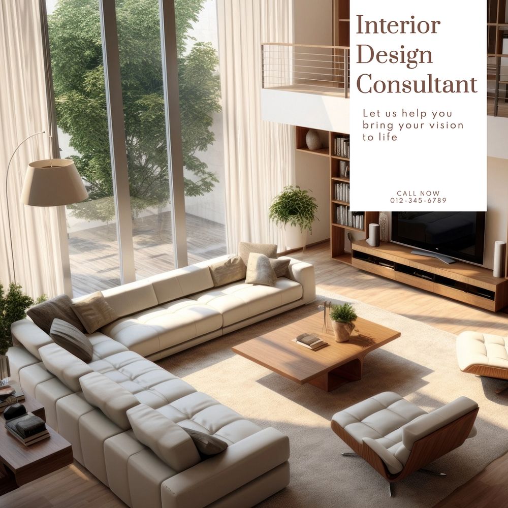 Interior design consultant Instagram post template, editable text