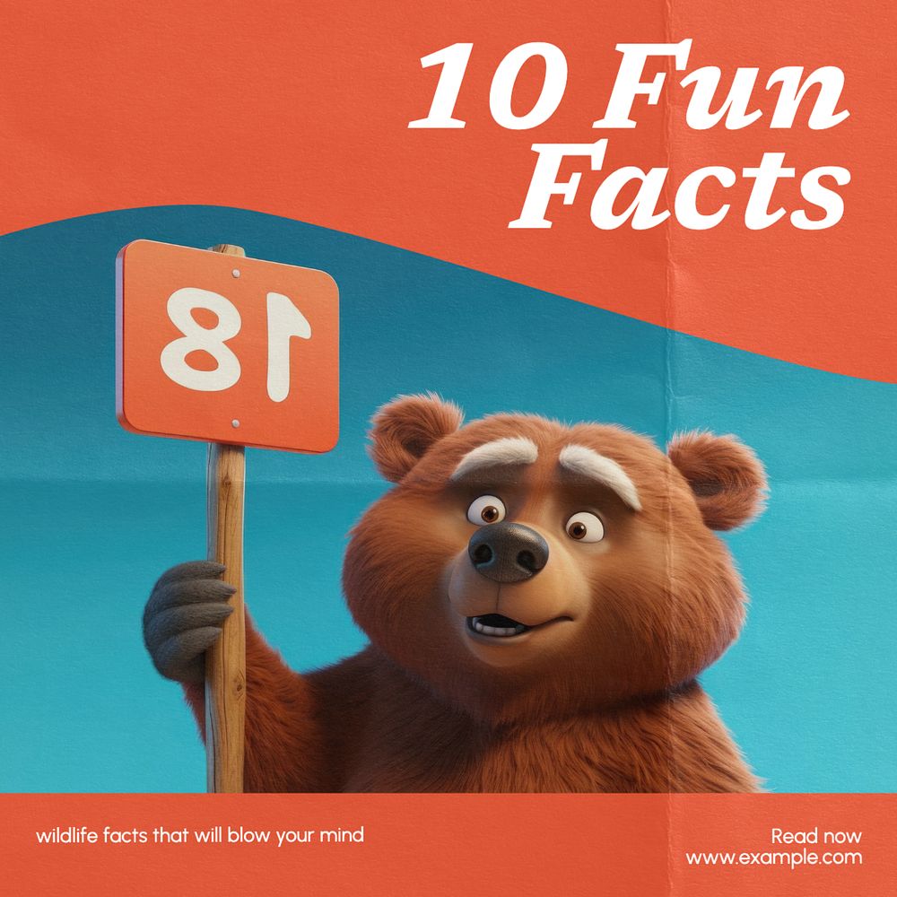 10 fun facts Instagram post template, editable text