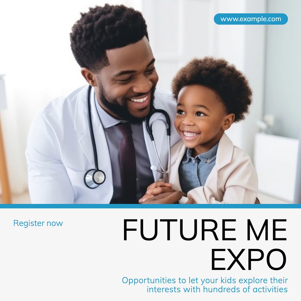 Future me expo Instagram post template, editable text