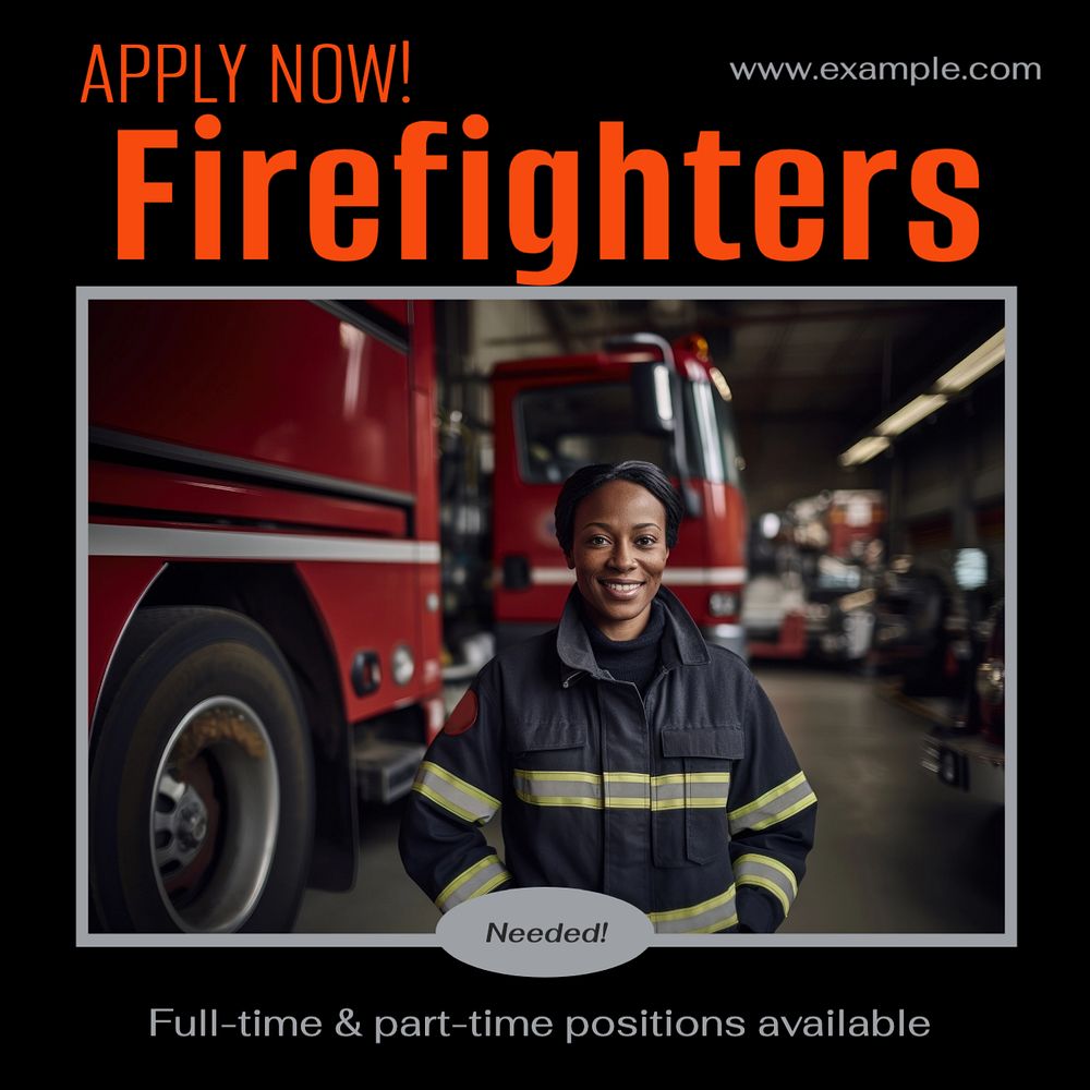 Firefighter job Instagram post template, editable text