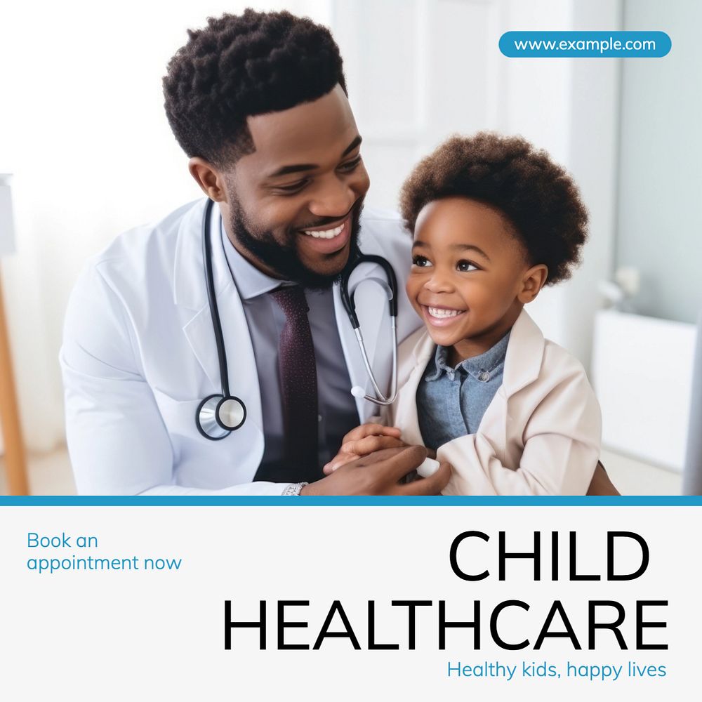 Child healthcare Instagram post template, editable text