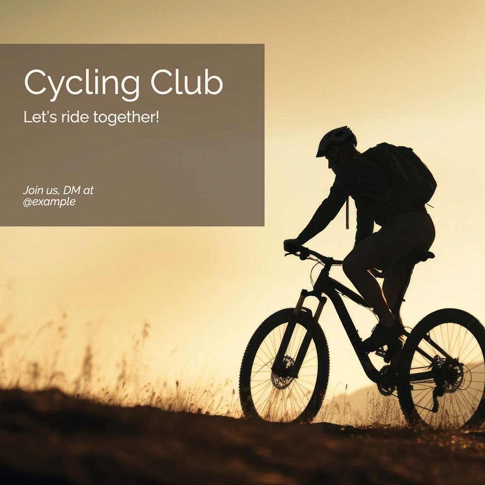 Cycling club Instagram post template, editable text