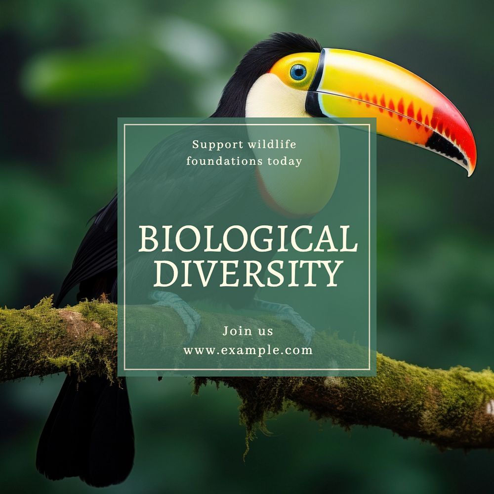 Biological diversity Instagram post template, editable text