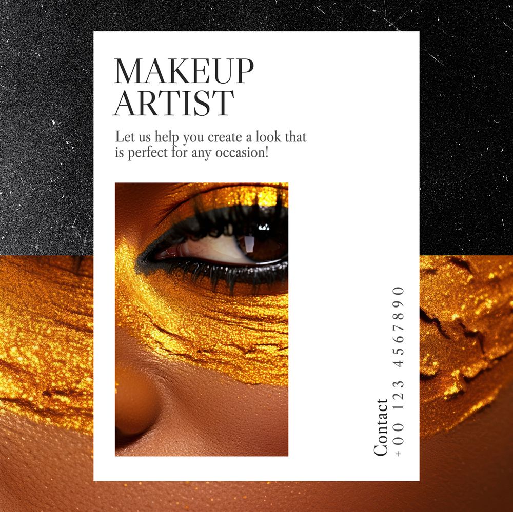 Makeup artist Instagram post template, editable text