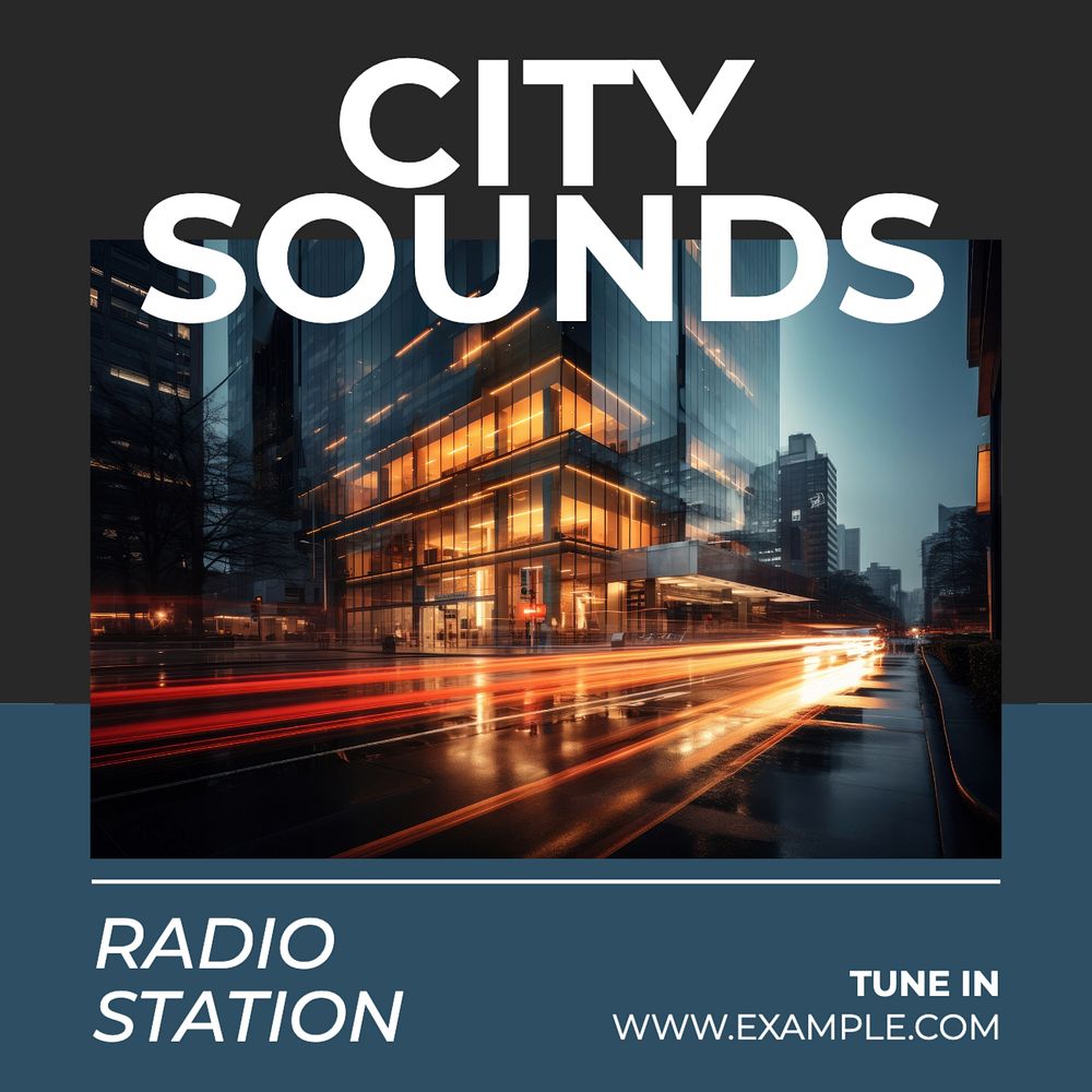 City sounds Instagram post template, editable text