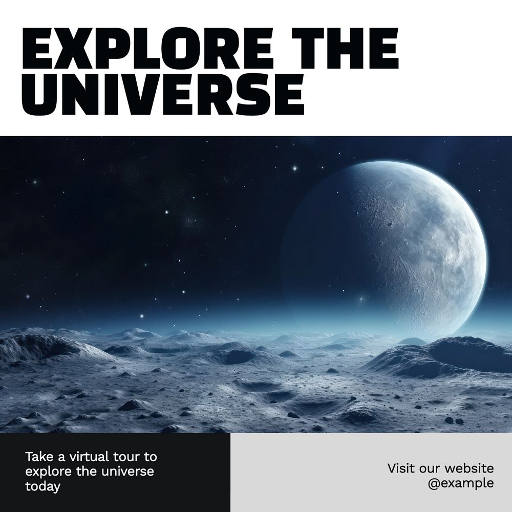 Explore the universe Instagram post template, editable text