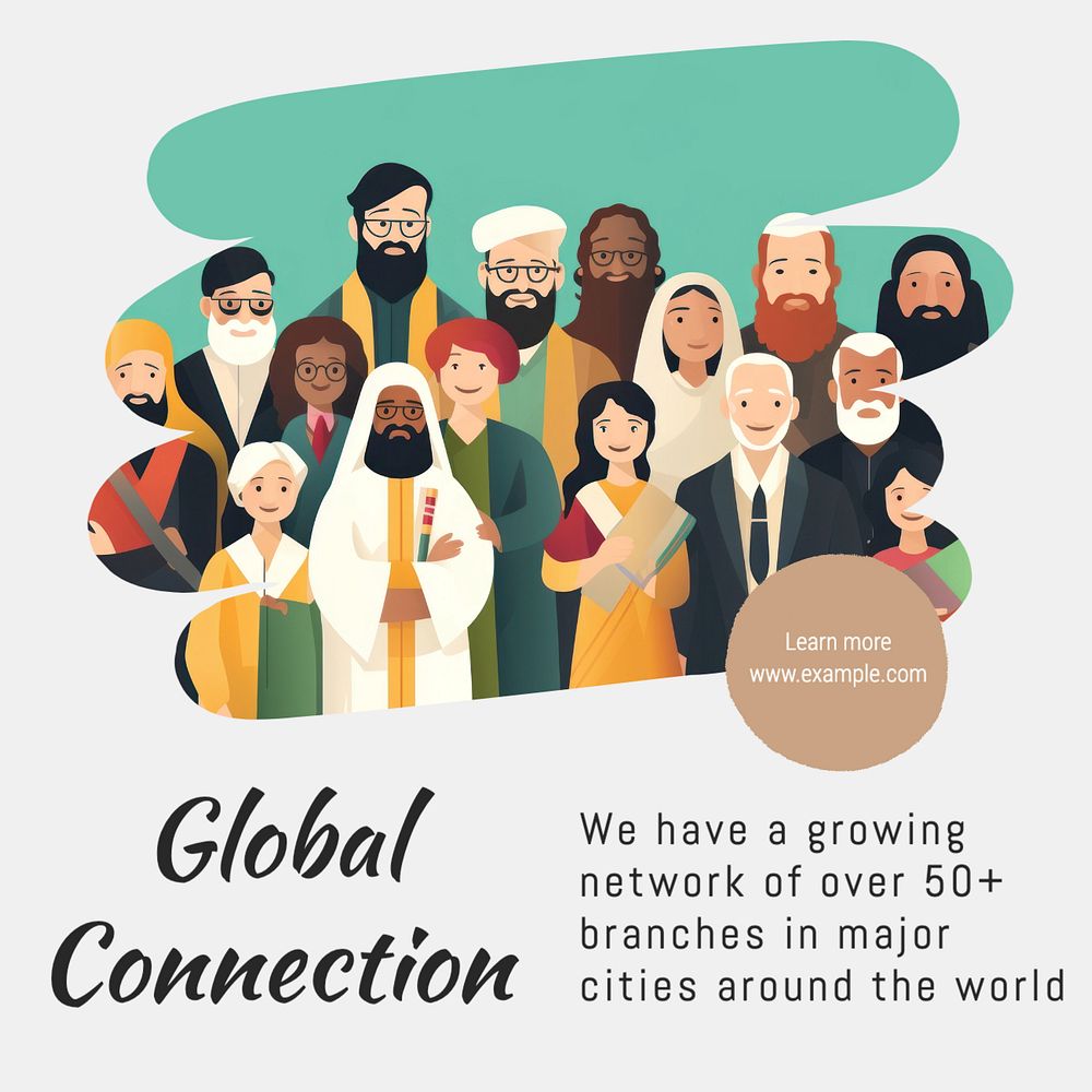 Global connection Instagram post template, editable text