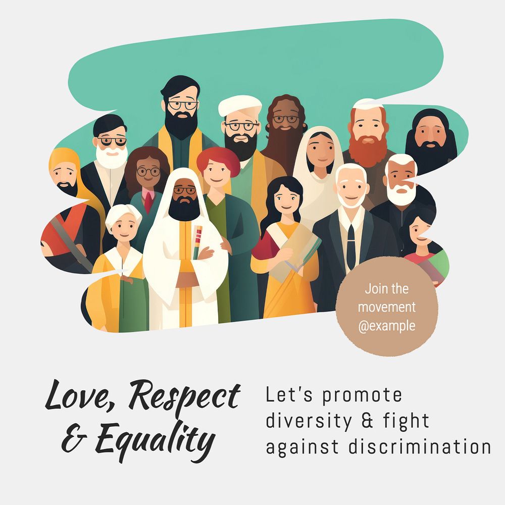 Love, respect & equality Instagram post template, editable text