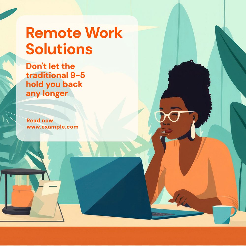 Home remote work Instagram post template, editable text