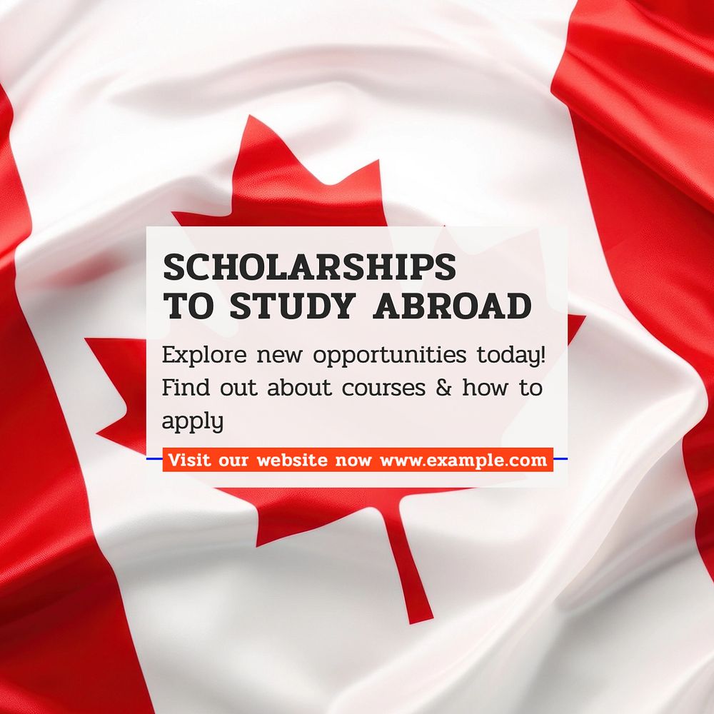 Scholarships to study abroad Instagram post template, editable text