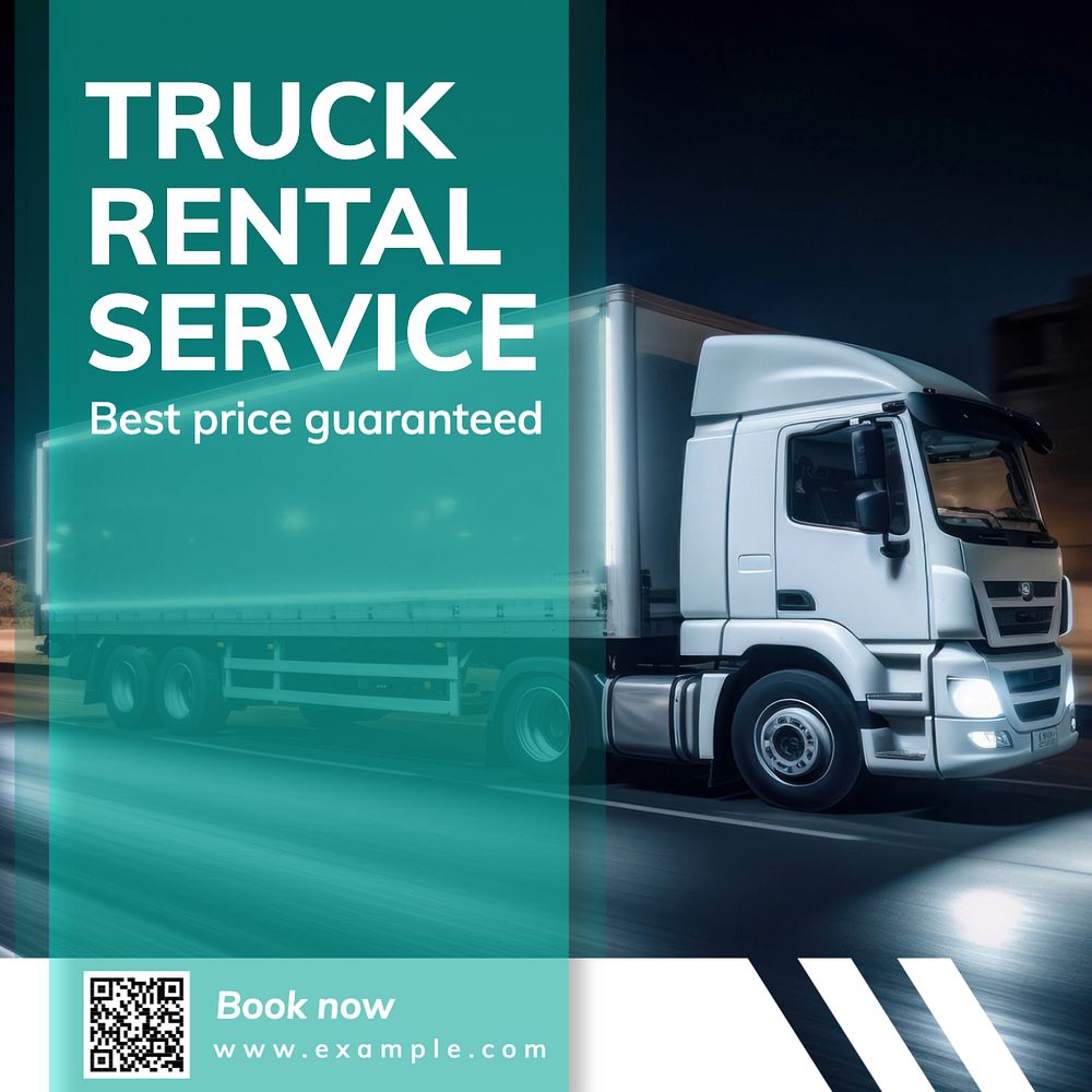 Truck rental service Instagram post template, editable text