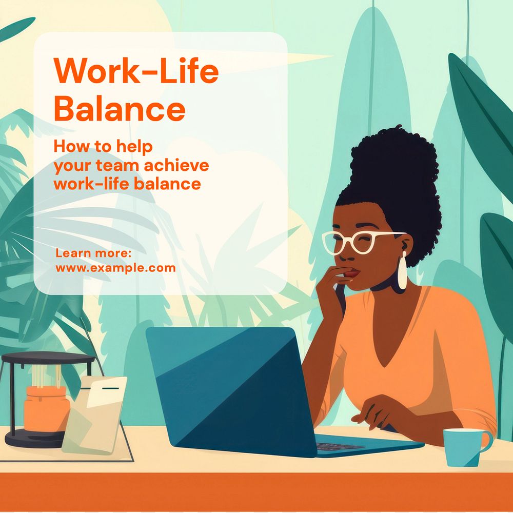 Work-life balance Instagram post template, editable text