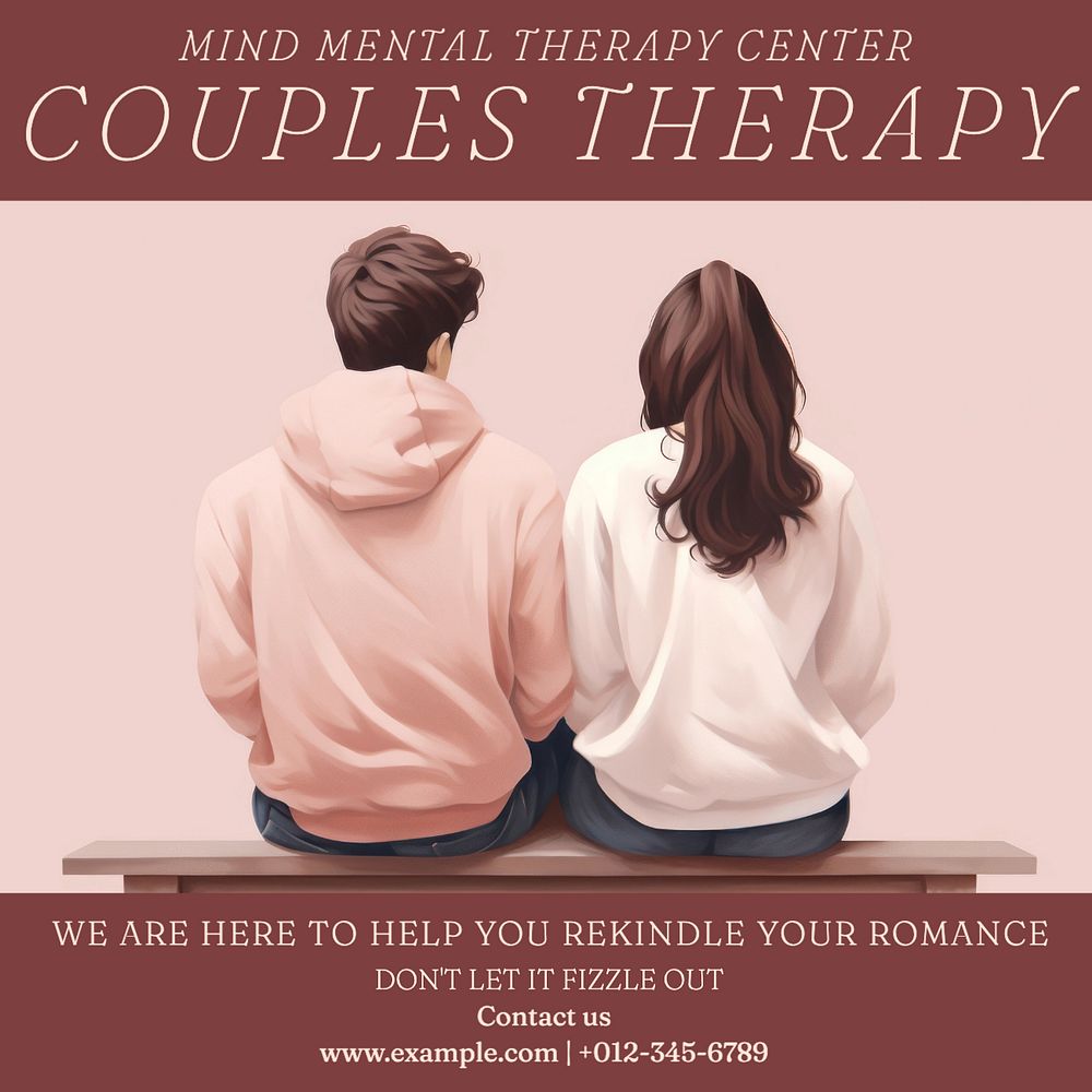 Couple therapy Instagram post template, editable text