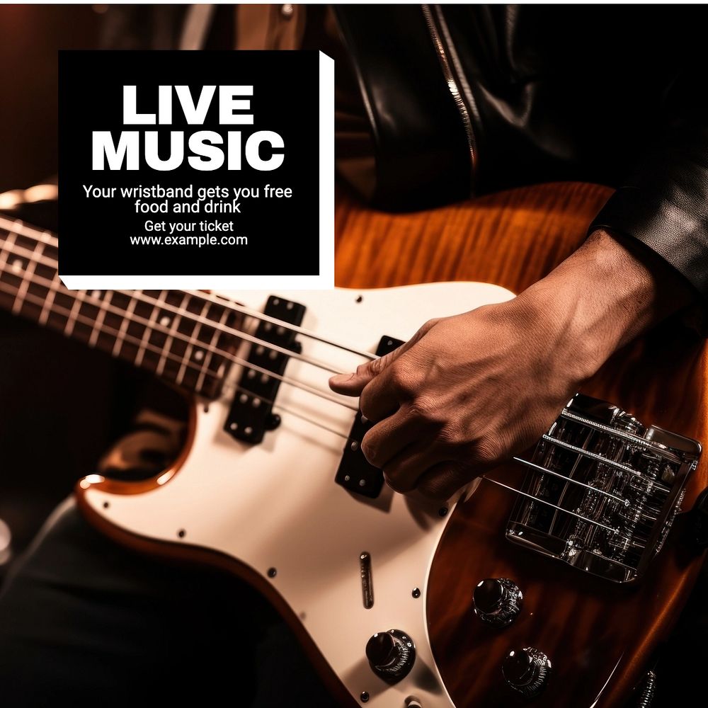 Live music Instagram post template, editable text