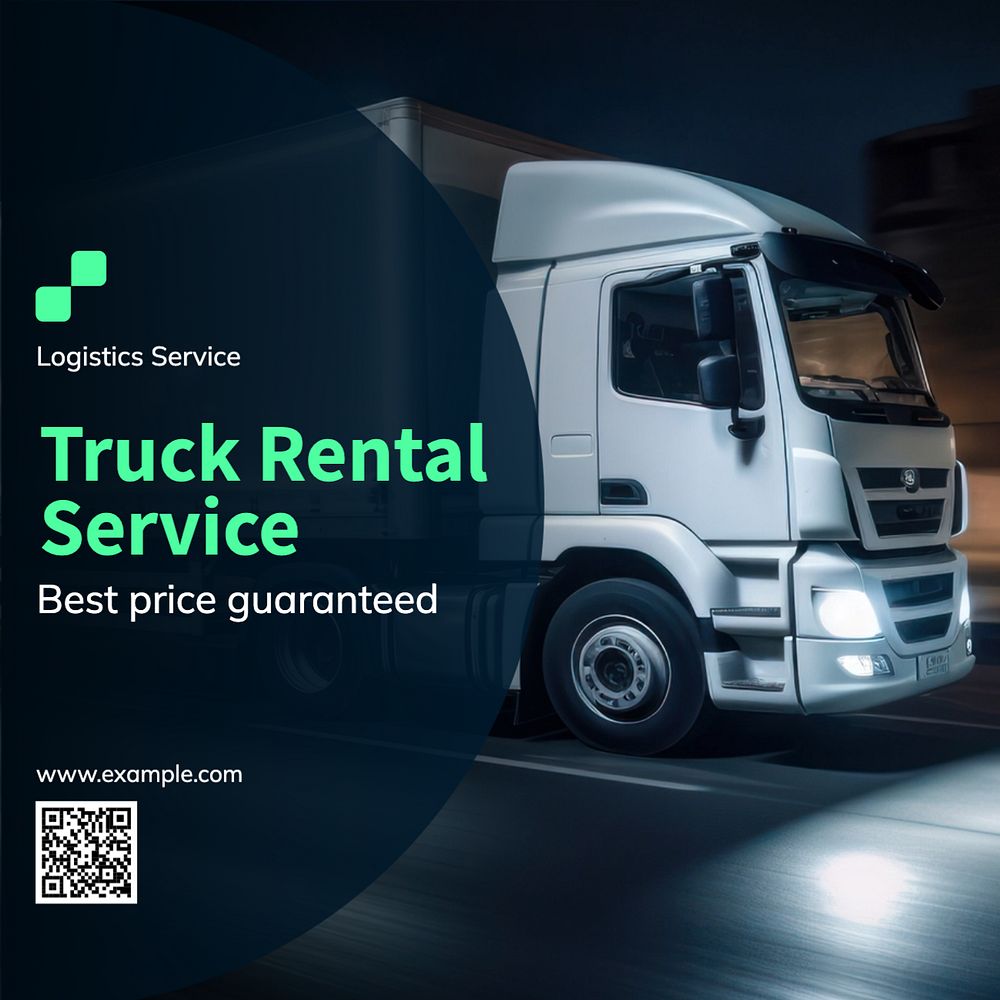 Truck rental service Instagram post template, editable text