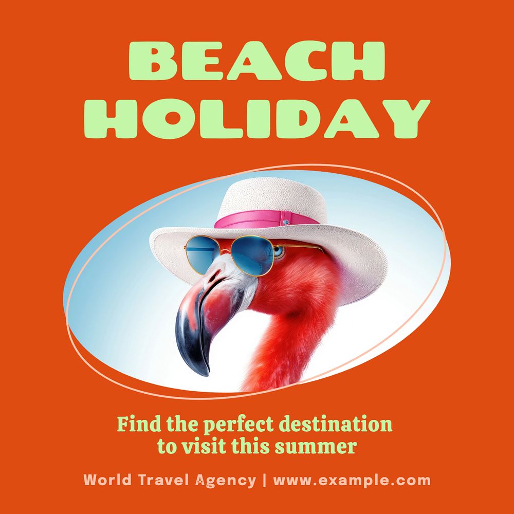 Beach holiday Instagram post template, editable text