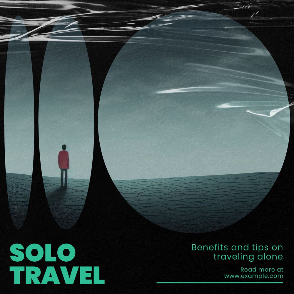 Solo travel Instagram post template, editable text