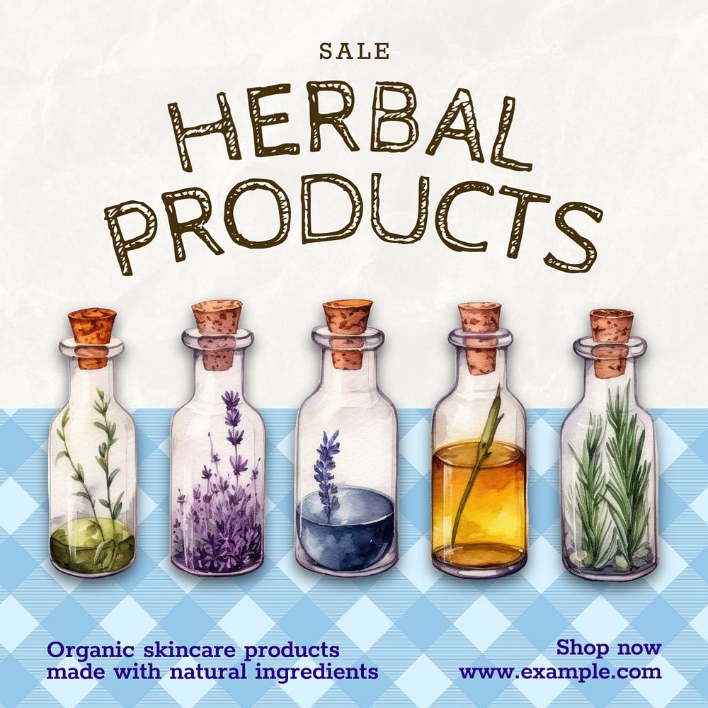 Herbal products Instagram post template, editable text