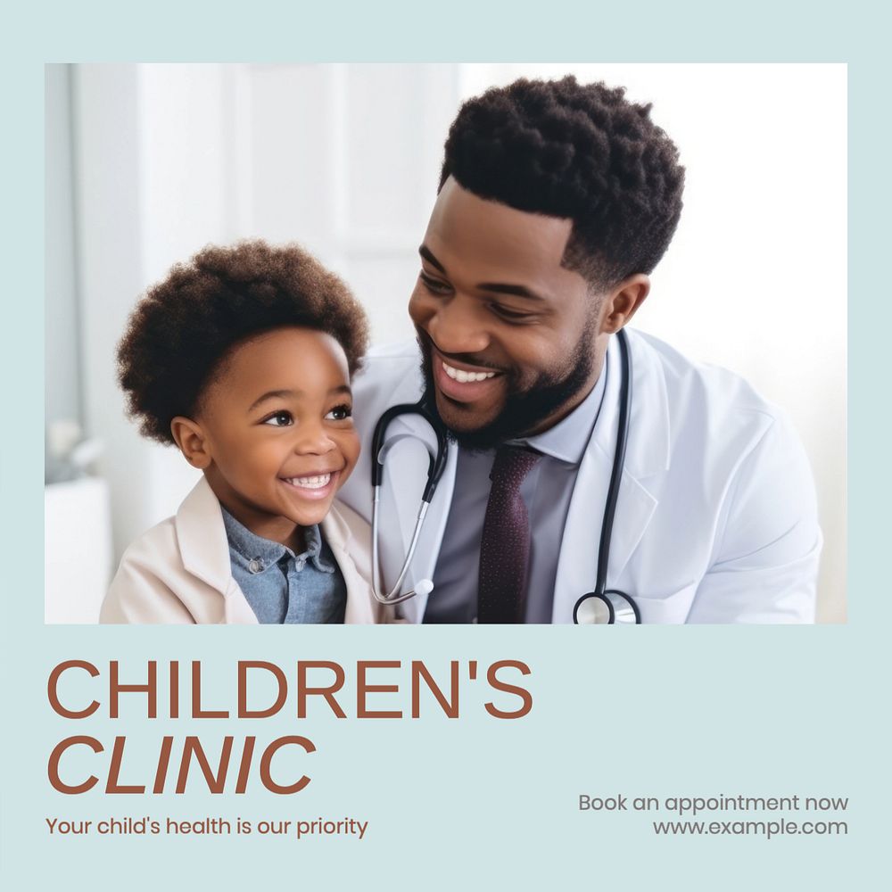 Children's clinic Instagram post template, editable text