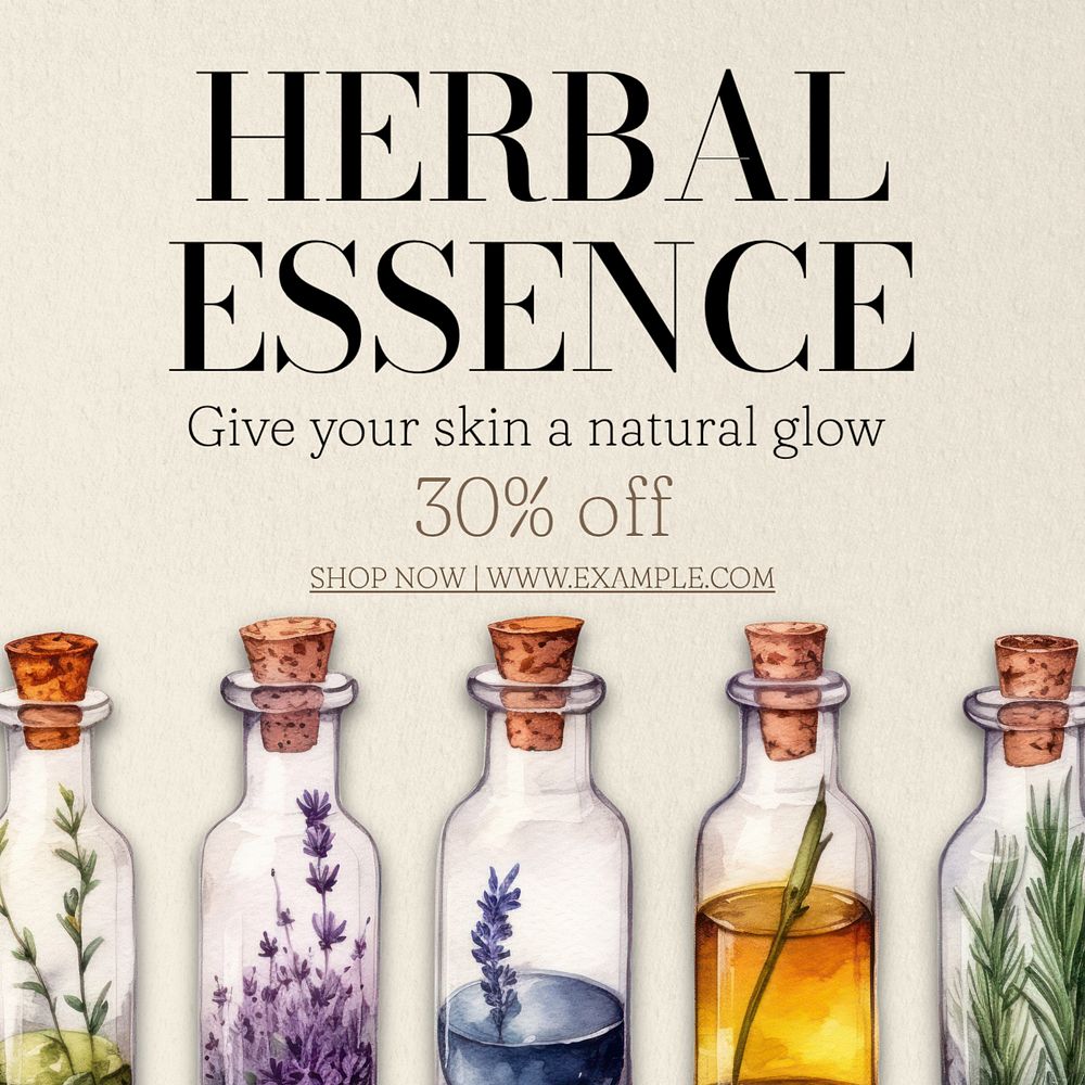 Herbal essence Instagram post template, editable text