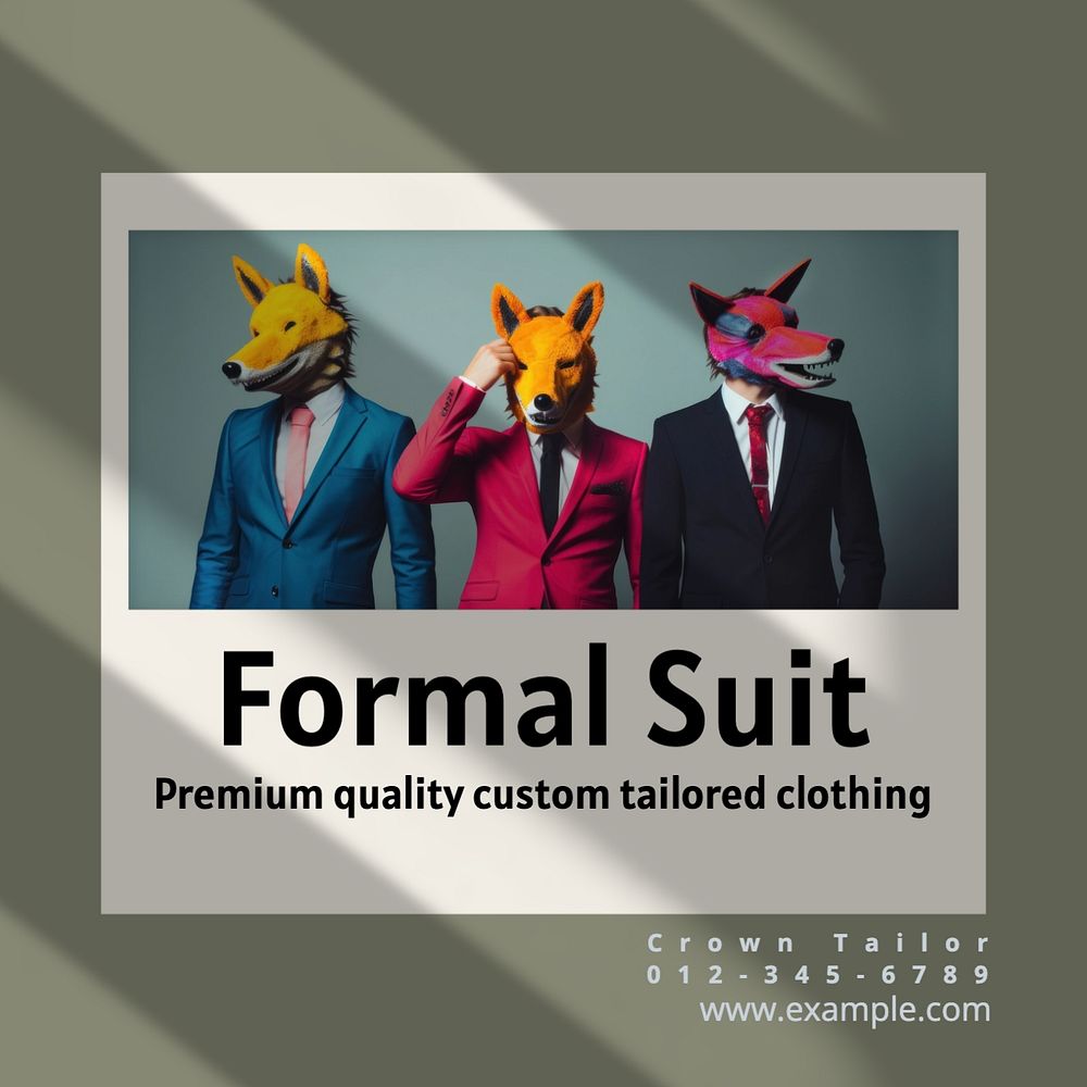 Formal suit Instagram post template, editable text