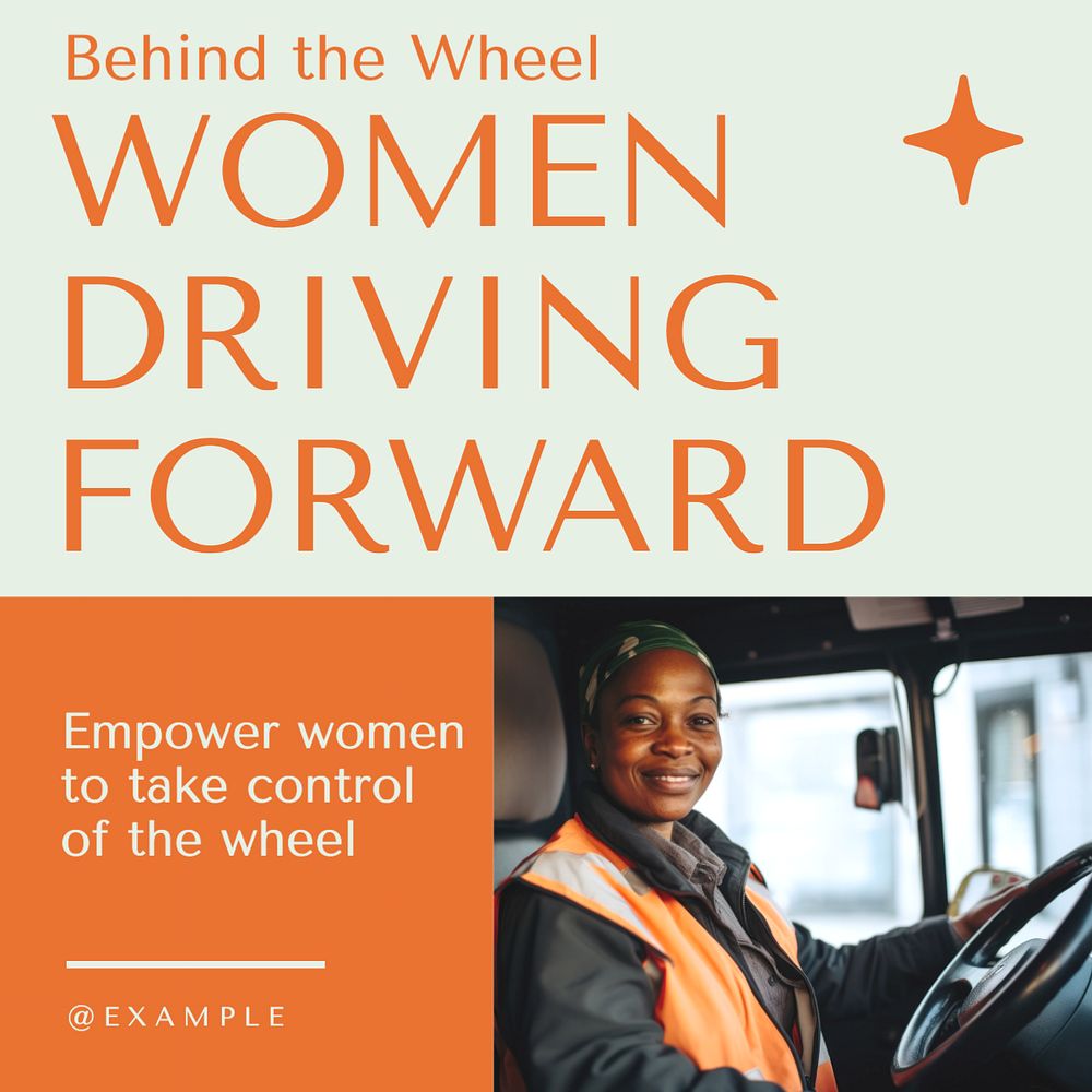 Women driving Instagram post template, editable text