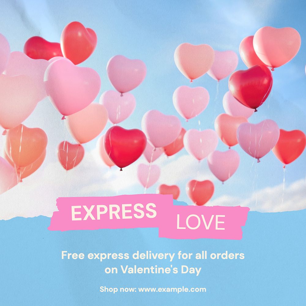 Express love Instagram post template, editable text