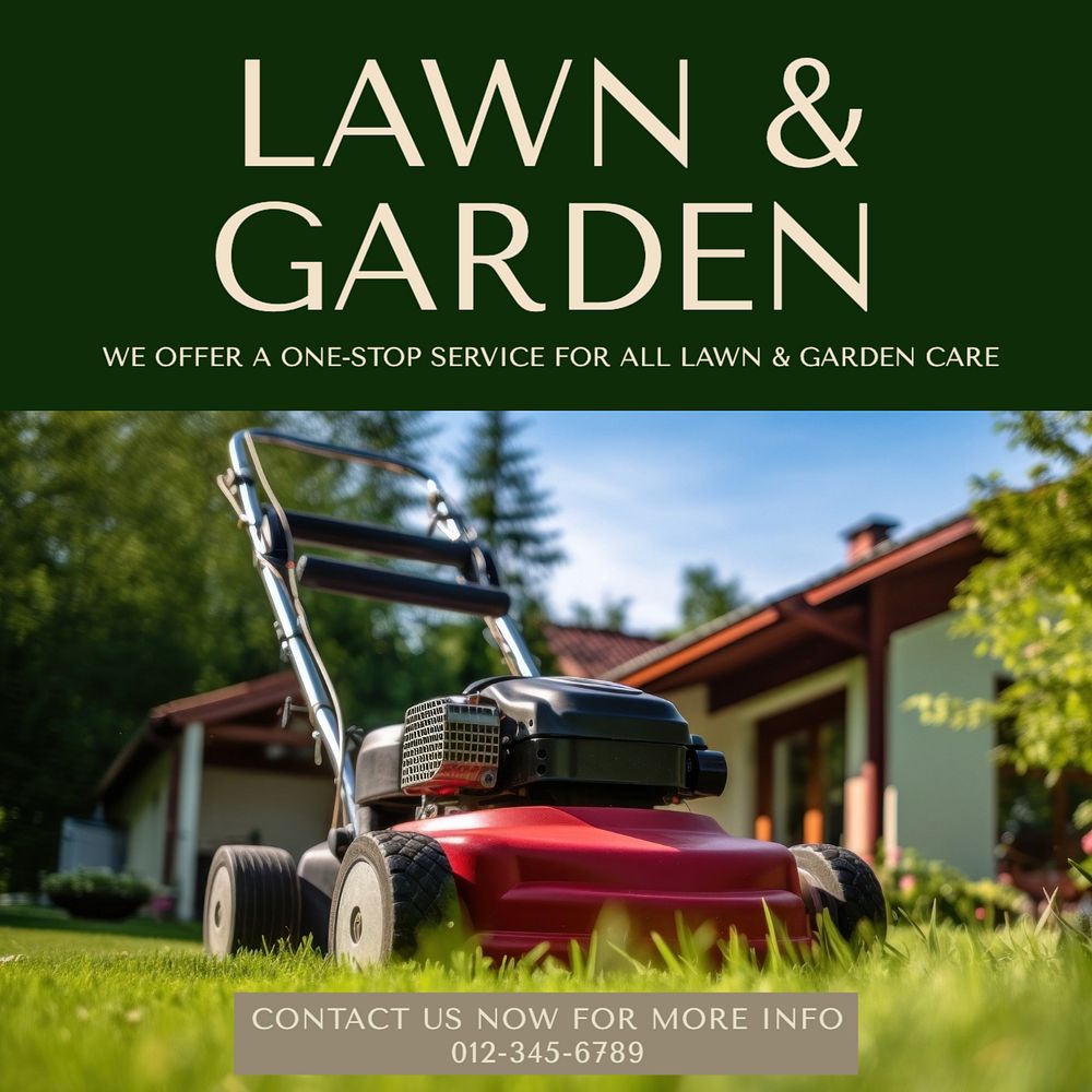 Lawn & garden Instagram post template, editable text