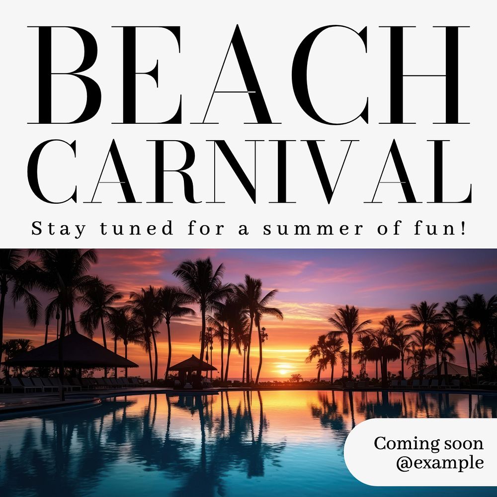 Beach carnival Instagram post template, editable text