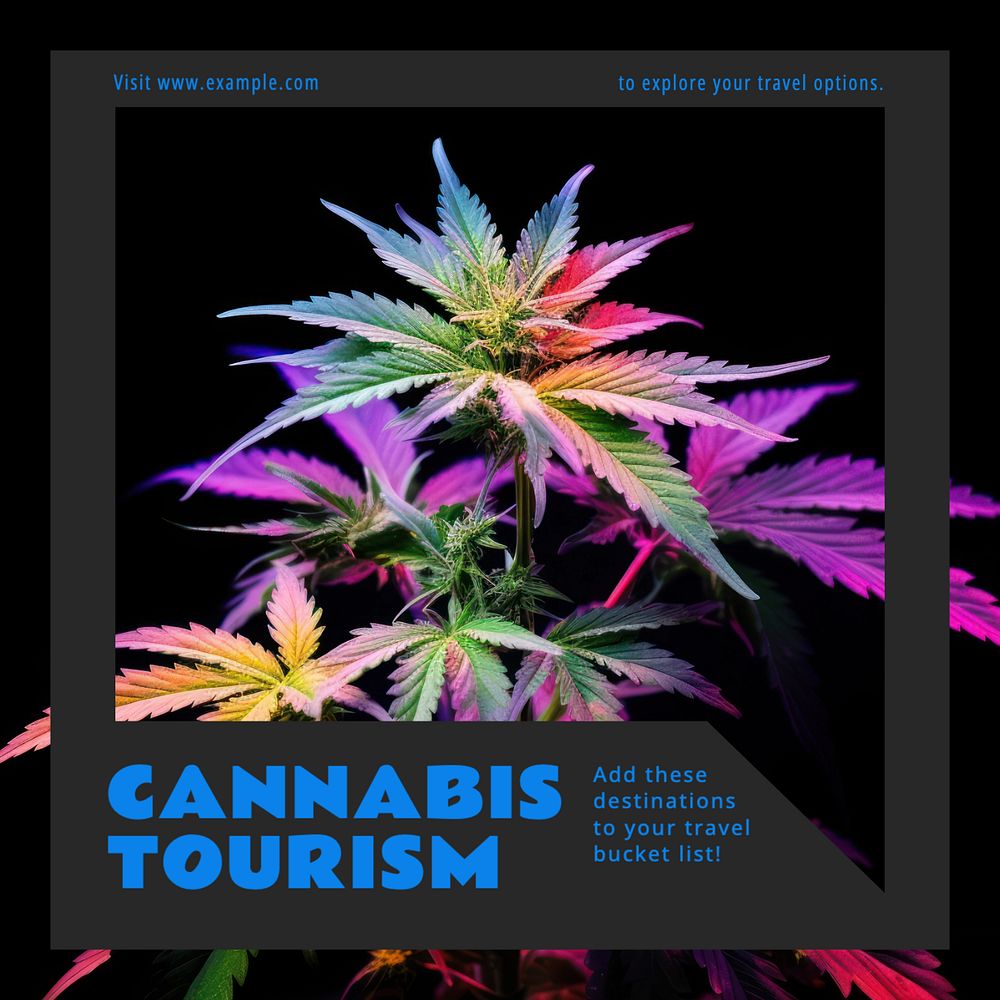 Cannabis tourism Instagram post template, editable text