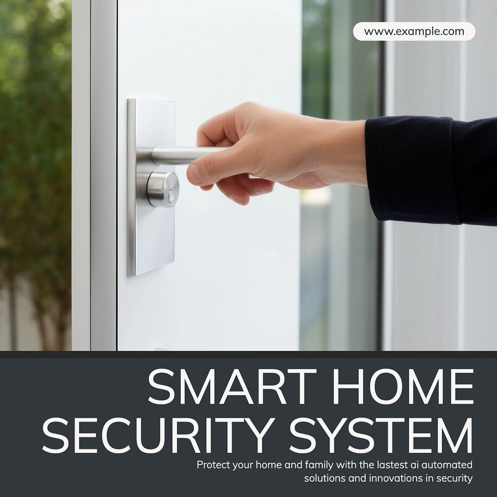 Smart home security Instagram post template, editable text